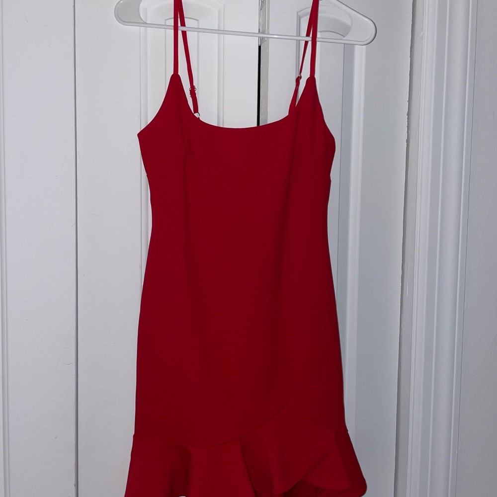 Hello molly tight red dress with angled flair